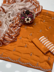 3 Pc Unstitched Shamoze silk Fancy Beqds