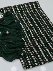 2 Pc Unstitched Handmade Gotta mukesh chiffon