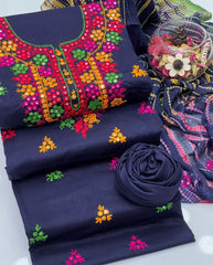 3 Pc Unstitched Handmade Balochi Lawn