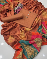 3 Pc Unstitched Self Jacquard Wool/Dhanak