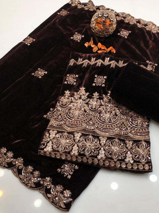 3 Pc Unstithed Velvet Collection