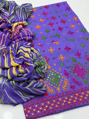 3 Pc Unstitched Handmade Kaj Tanka Lawn