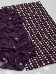 2 Pc Unstitched Handmade Gotta mukesh chiffon