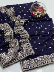 2 Pc Unstitched Bamber pure Chiffon Gotta(KSB0214)