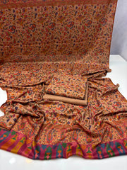 3 Pc Unstitched Kalamkari Pashmina Wool(KSB268)