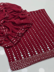 2 Pc Unstitched Mukesh Work Chiffon