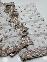 2 Pc Unstitched Handmade Goota Pure Chiffon