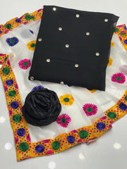 Mirror work chiffon with Pulkahri