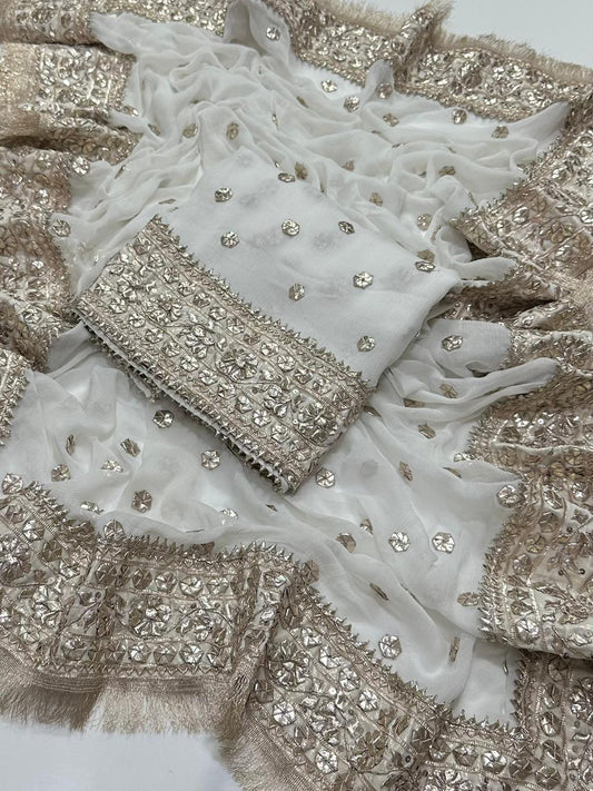 2 Pc Unstitched Handmade LCD Gotta Chiffon