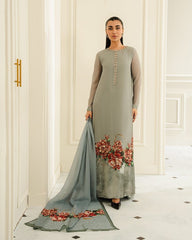 3 Pc Unstitched Handmade Stone Beads Organza