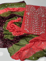 2 Pc Unstitched Mukesh Chiffon