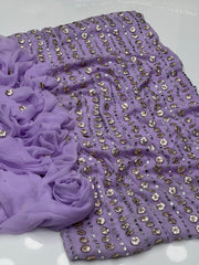 2 Pc Unstitched Handmade Gotta mukesh chiffon