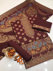 3 Pc Unstitched Lawn All Over Jacquard