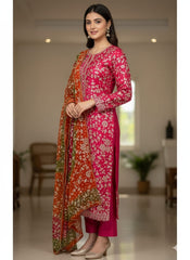 2 Pc Unstitched Handmade Heavy Gotta Jaal Chunri Gotta Chiffon