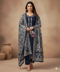 3 Pc Unstitched Dhanak Marina Embroidered