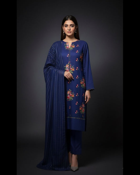 3 Pc Unstitched Dhanak Marina Cross Stitch