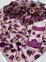 3 Pc Unstitched Shamoze Silk Digital Print Sequence Emb