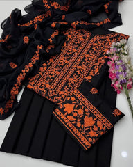 3 Pc Unstitched Lawn Fabric Embroidered