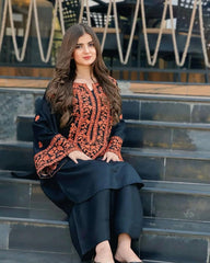 3 Pc Unstitched Lawn Fabric Embroidered