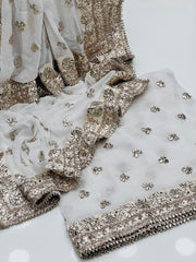 2 Pc Unstitched Handmade Goota Pure Chiffon