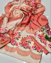 3 pc unstitched Shamoz silk digital print