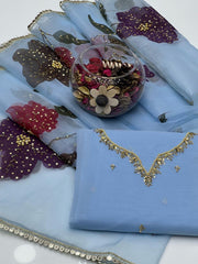 2 Pc Unstitched Handmade Organza Zaari Beads