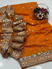 2 Pc Unstitched Bamber pure Chiffon Gotta(KSB0214)