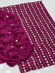 2 Pc Unstitched Handmade Gotta mukesh chiffon