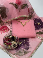 2 Pc Unstitched Handmade Organza Zaari Beads