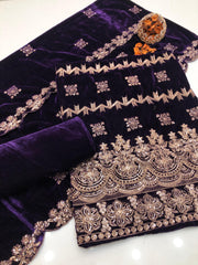 3 Pc Unstithed Velvet Collection