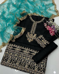 3 Pc Unstitched Adda nagina work kathan silk