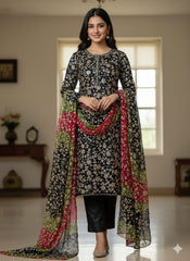 2 Pc Unstitched Handmade Heavy Gotta Jaal Chunri Gotta Chiffon