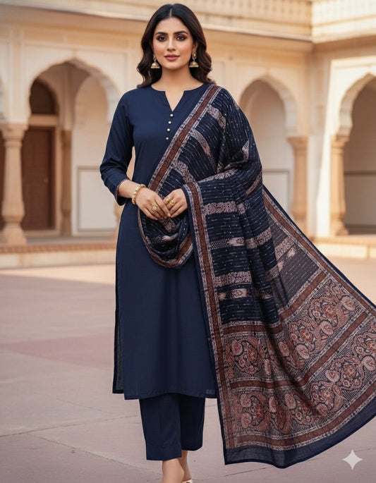 3 Pc Unstitched Dhanak Marina Jacquard