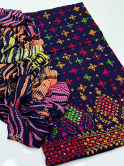 3 Pc Unstitched Handmade Kaj Tanka Lawn