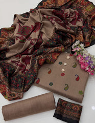 3 Pc Unstitched Kalamkari Pashmina Wool