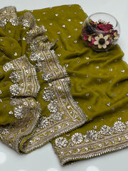 2 Pc Unstitched Bamber pure Chiffon Gotta(KSB0214)