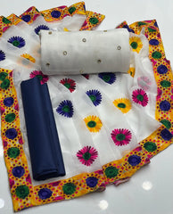 Mirror work chiffon with Pulkahri