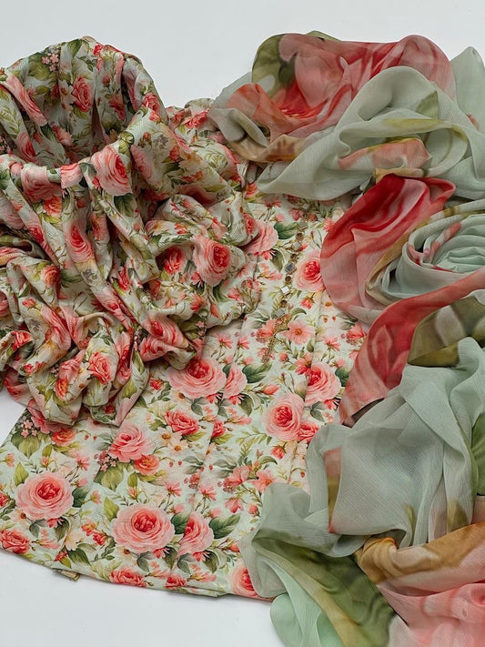 3 Pc Unstitched Digital Print Swiss Lawn