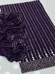 2 Pc Unstitched Mukesh Work Chiffon