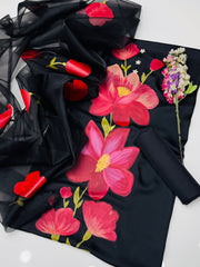 3 Pc Unstitched Handmade Shamoz Silk