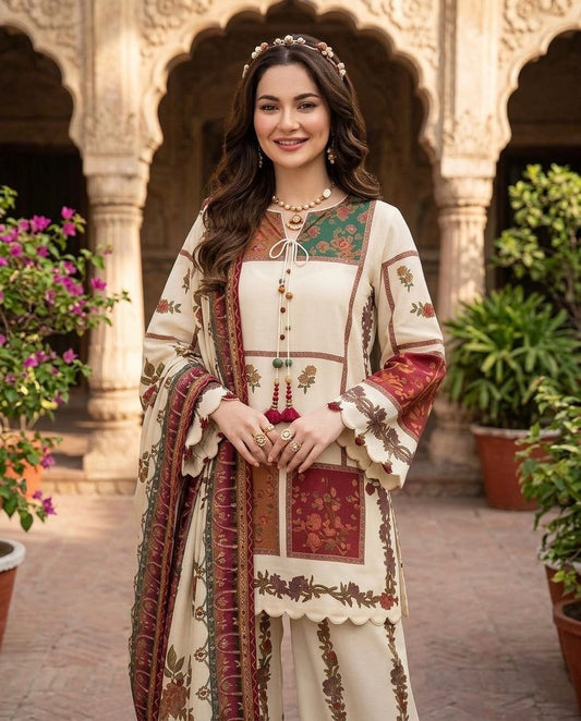 3 Pc Unstitched Shamoze Silk Digital Prints (KSB 23)