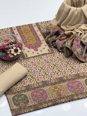 3 Pc Unstitched Pure Pashmina Kani Work