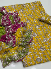 2 Pc Unstitched Handmade Chunri Gotta Chiffon