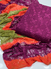 2 Pc Unstitched Handmade Pakka Boor Chiffon