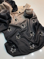 3 Pc Unstitched Shamoze Silk Digital Print Pearl Beads