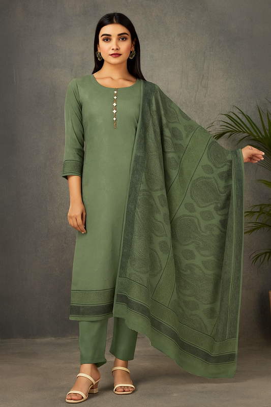 3 Pc Unstitched Jacquard Pashmina