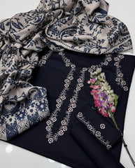 3 Pc Unstitched Dhanak Marina Embroidered