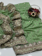 2 Pc Unstitched Bamber pure Chiffon Gotta(KSB0214)