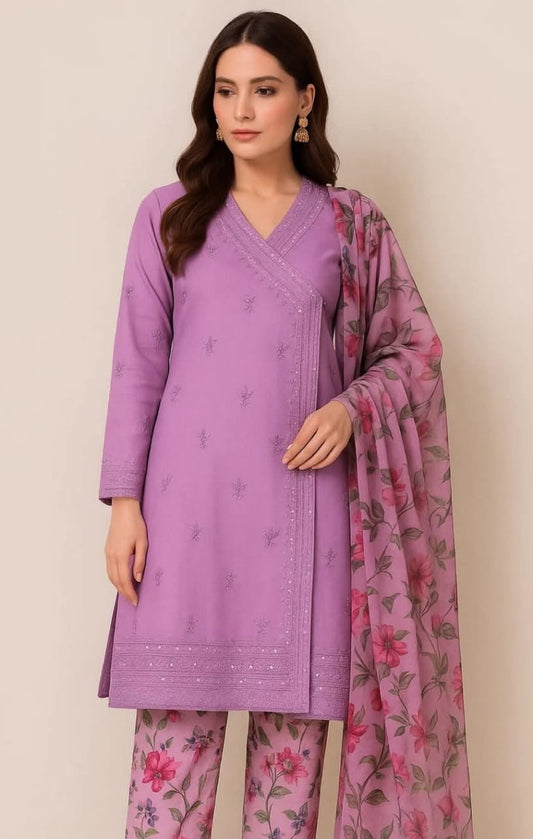 3 Pc Unstitched Sequence Embroidery Lawn