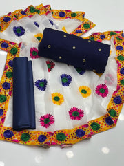 Mirror work chiffon with Pulkahri